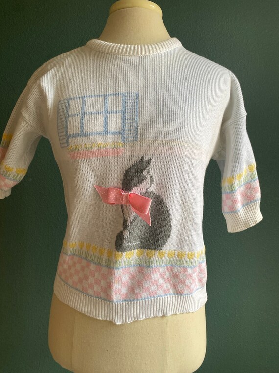 Vintage cat sweater / cat blouse / cat shirt / 199