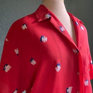 Vintage Womens 1960 Camp shirt by Villager Size 10 / Red shirt / Camp shirt / Boyfriend Shirt