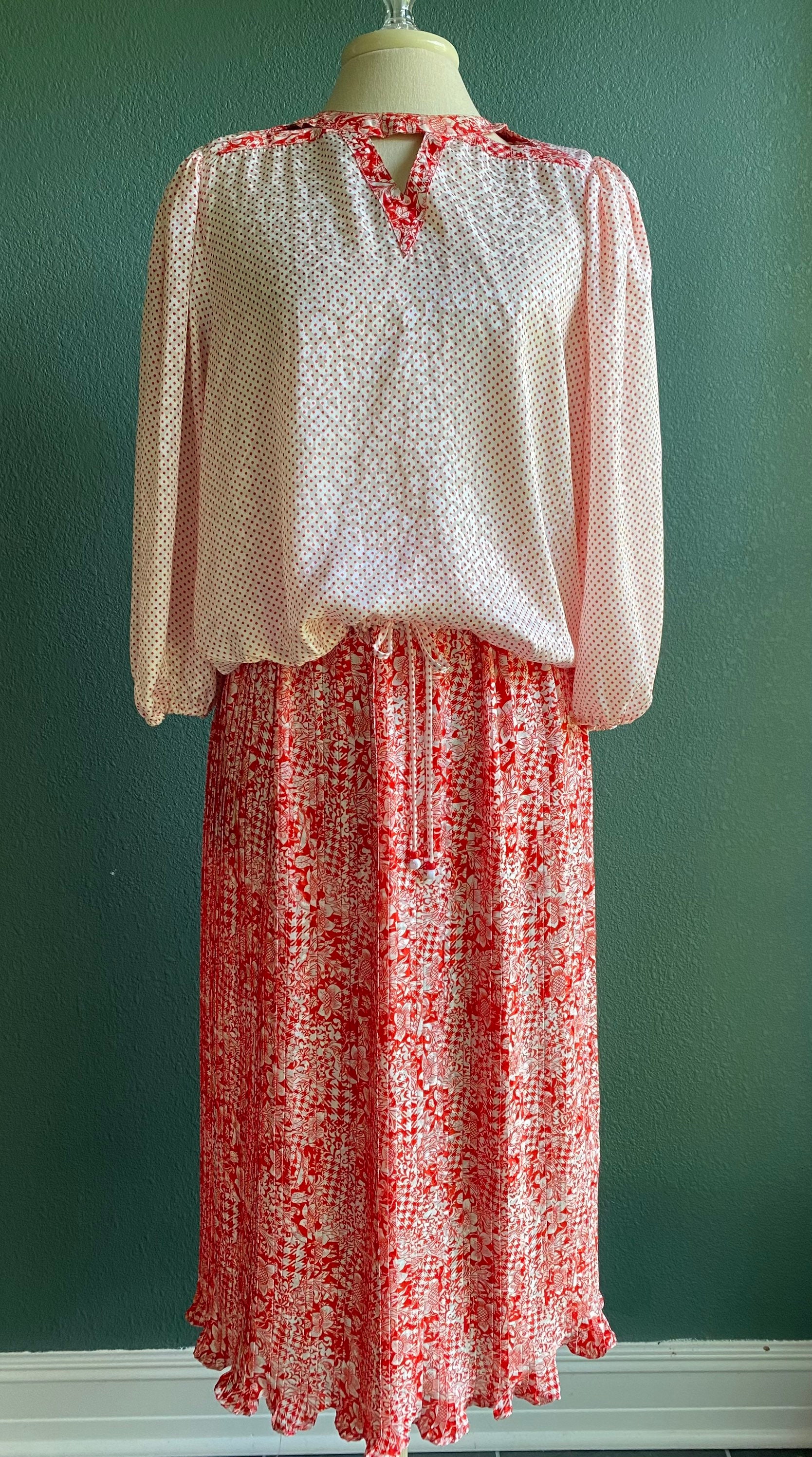 Vintage Designer Diane Freis Two Piece Set Pleated Skirt - Etsy
