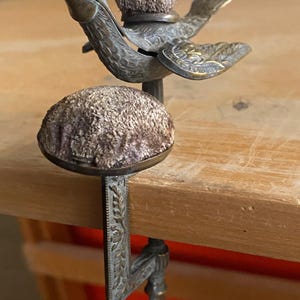 Antique Victorian Sewing Bird Clamp Tool Pin Cushion