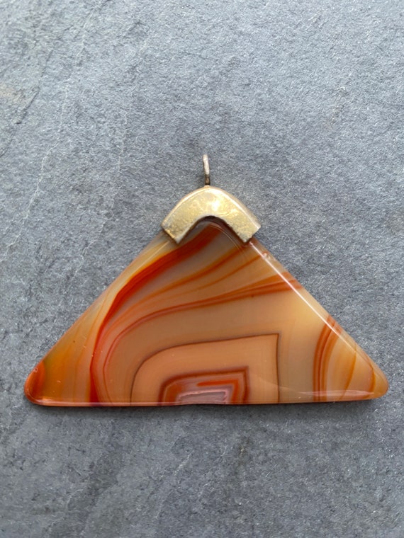 Large Vintage Banded Agate Mid Century Pendant / M