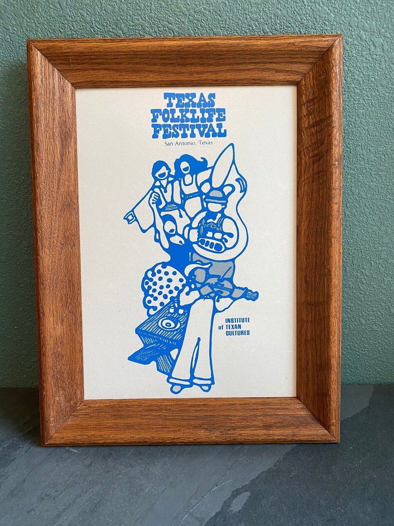 Vintage Texas Folk Life Festival Poster Framed / Vintage Poster