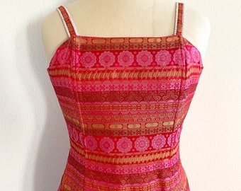 Vintage Jessica McClintock Gunne Sax Formal Dress Size 5 / Red and Pink Dress / Prom Dress / Party Dress / 90's dress / slip dress /