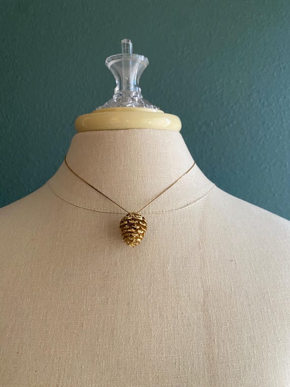 Gold dipped pine cone choker - image 3