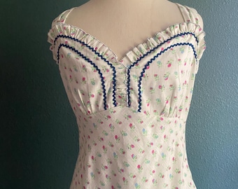 Free People Sweet Hearts Ruffles Ditsy Floral Printed Midi Dress size XL