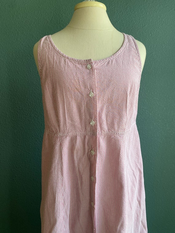 1990's L.L. Bean Midi Seersucker Dress /Medium  / 