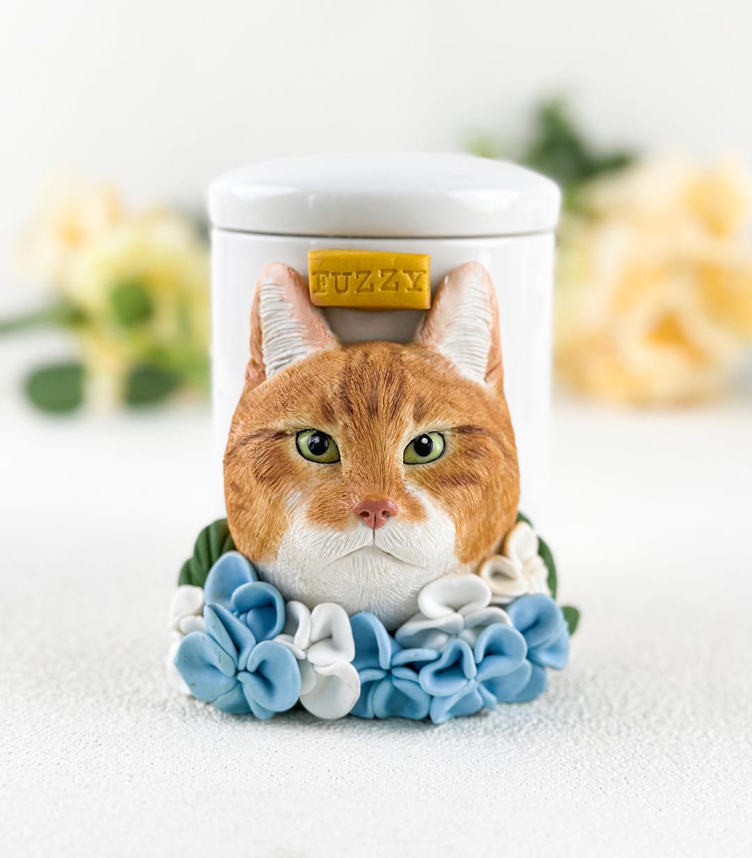 Handmade Clay Pet Memorial Urn, Custom Cat Portrait, Ash Keepsake - Etsy