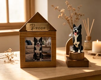 Personalized Pet Memorial Urn Set, Handmade Clay Sculptures of Dogs and Cats, Custom Pet Memorial Keepsake Box