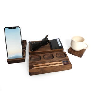 Personalized Wooden Desk Organizer: Engraved Catch-All Tray