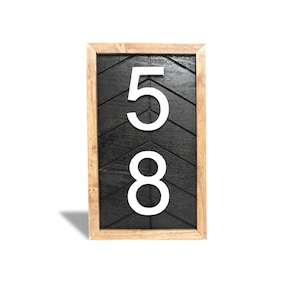 Vertical House Number Sign – Modern Wood Address Plaque | Outdoor Black & Natural Rustic Home Decor