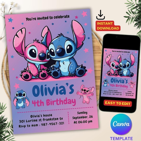 Printable Stitch Birthday Cards - Etsy