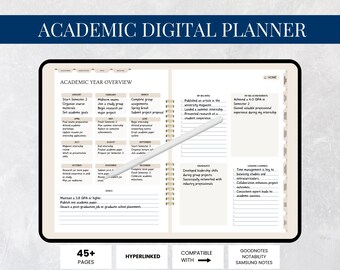 Academic Digital Planner: Hyperlinked Student Organizer (PDF)