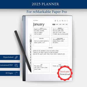 2025 Planner for reMarkable Paper Pro, remarkable templates, remarkable calendar, remarkable planner, remarkable template, year calendar