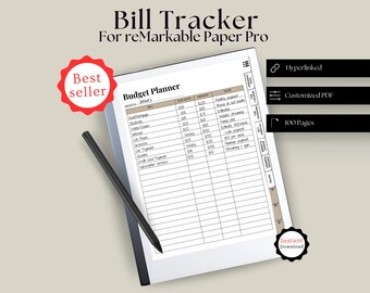 Seguimiento de facturas digitales: Planificador de presupuesto con hipervínculos para reMarkable Paper Pro (PDF)