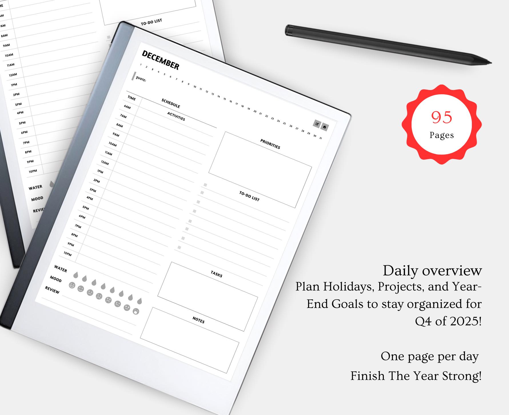 Remarkable 2 Quarterly Planner: 12 Week Goal Tracker (PDF) - Etsy