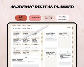 Academic Digital Planner: Hyperlinked Student Organizer (PDF)