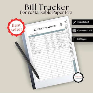 Tracker digitale delle fatture, pianificatore di budget per reMarkable Paper Pro / Planner con collegamento ipertestuale, tracker finanziario, tracker delle spese, pianificatore di denaro