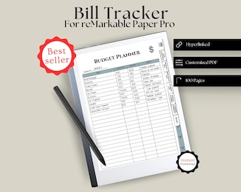 Seguimiento de facturas digitales: Planificador de presupuesto con hipervínculos para reMarkable Paper Pro (PDF)