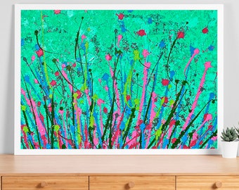 Abstract art print on high quality paper, Modern and colorful art for decoration signed by Painter in Black