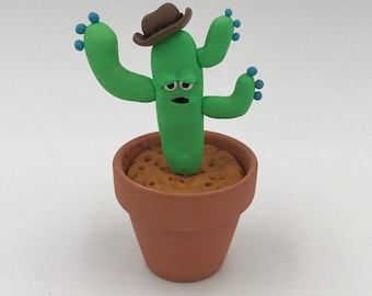 Customizable Clay Cactus Figure - Fun and Playful Desk Decoration