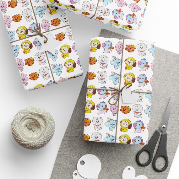 BT21 Wrapping Paper, Kpop ARMY Gift, 90gsm Fine Art Paper