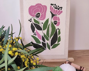 Flower Beginner Punch Needle Kits , Punching Needle Picturesque Hang Decoration , Setting Punch , Diy Punch Needle Decor , Mothers Day Gift