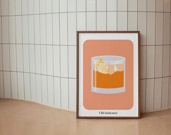 Old fashioned drink poster