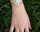 Silver Oxidized Upcycled Pyrex Bracelet SB, Pink Scroll, JAJ Clover, BP Duck egg blue Gooseberry