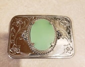 Interchangeable Upcycled Pyrex Silver Plate Belt Buckle Spring Blossom, Woodland or Jadeite