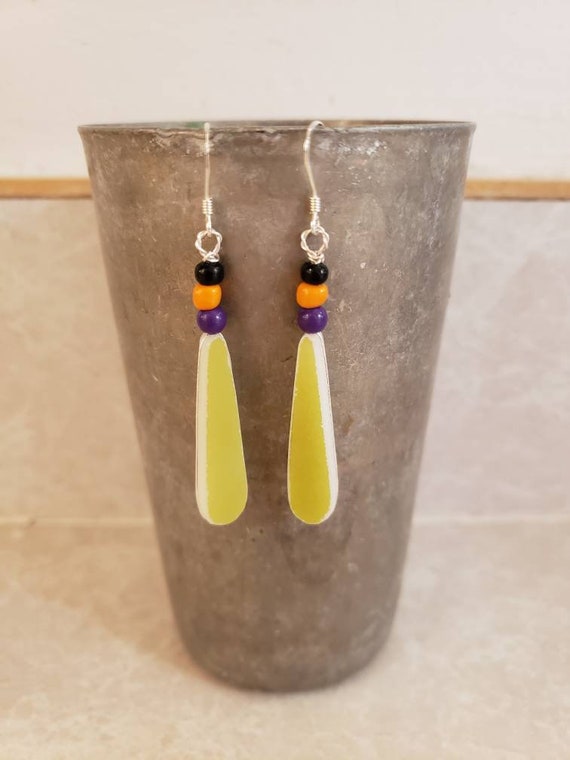 Upcycled Olive Green Pyrex Earrings