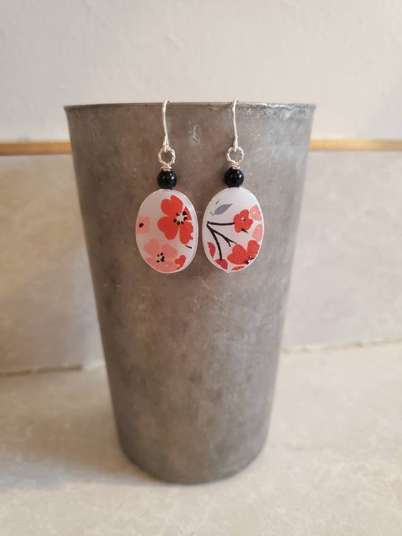 Upcycled Fire King Primrose Earrings