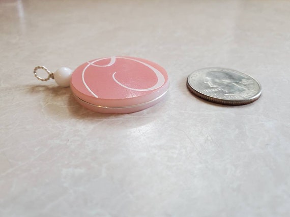 Upcycled Pyrex Pink Scroll Space Saver Necklace P… - image 2
