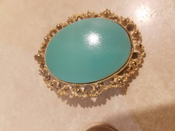 Upcycled Pyrex Turquoise Gold Vintage Necklace/Br… - image 2