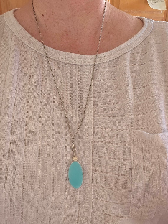 Upcycled Pyrex Turquoise Vintage Necklace - image 4