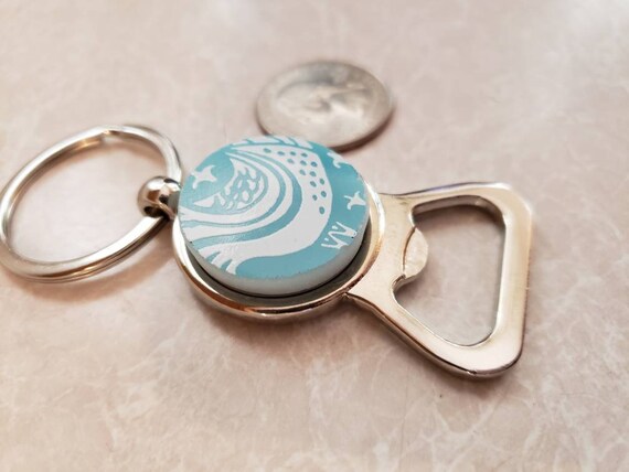 Upcycled Pyrex Butterprint Keychain/Bottle Opener - image 2