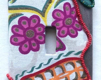 Decoración de Halloween, placa de interruptor del Día de Muertos, imagen de calavera de azúcar, Día de los Muertos