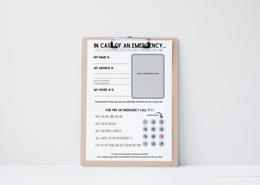 Emergency Printable, 911 Printable, Easy to Read, Simple Instructions ...