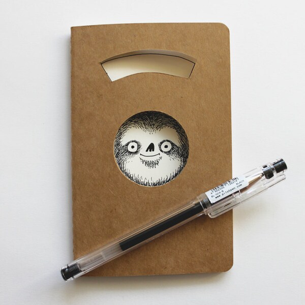 Personalised sloth journal - Moleskine notebook with custom name or word