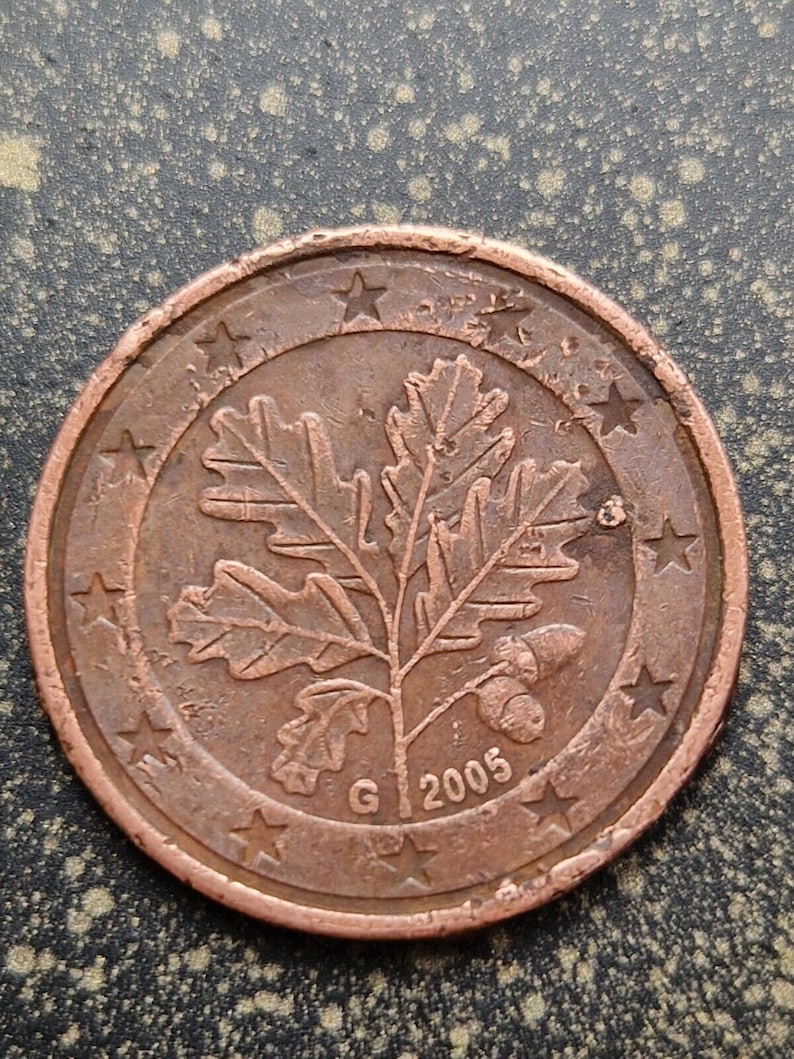 Moneta 5 centesimi di euro Germania 2005 G Molto Rarissima FAUTÉ immagine 1