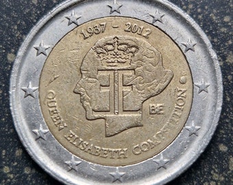 Moneta 2 Euro Concorso Regina Elisabetta 2012 Rara FAUTÉ
