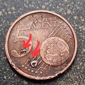 Moneta 5 centesimi di euro Germania 2005 G Molto Rarissima FAUTÉ immagine 3