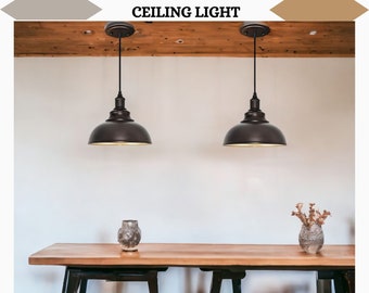 Modern Pendant Light  Black Kitchen Island Lighting - Modern  Hanging Barn Lamp Fixtures for Vintage Chandelier Ambiance - 2 Pack