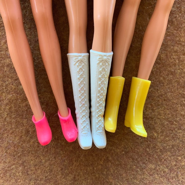 Lot of 3 Vintage Francie Barbie Twiggy doll boots, soft squishy, FLAWED replacement