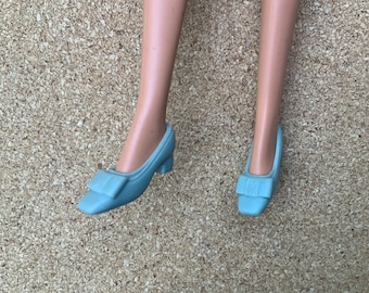 Vintage Francie Barbie Mod shoes light blue gray squishy low heels 1960s