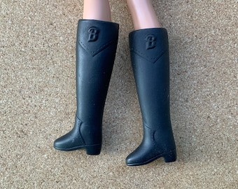 Black Vintage Barbie doll tall riding boots Equestrian style