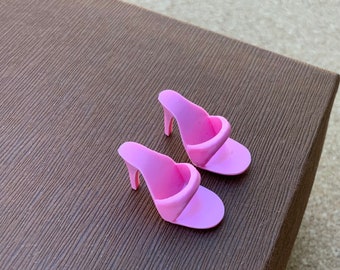 Vintage Pink Barbie doll open toe mules, made in China