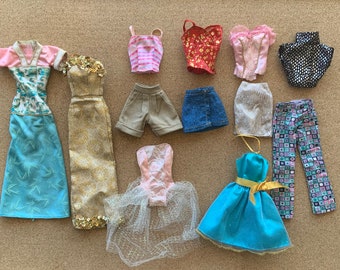 Lot of 12 Vintage Barbie doll sized clothes