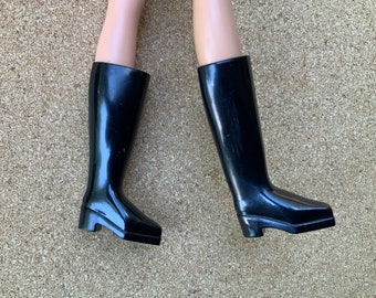 Vintage Barbie shiny Black Mod Barbie boots