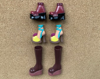 Lot of 3 vintage My Scene Barbie doll shoes, Boots, Sandals
