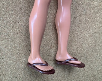 Vintage Ken doll Brown flip flops faux thongs slide on